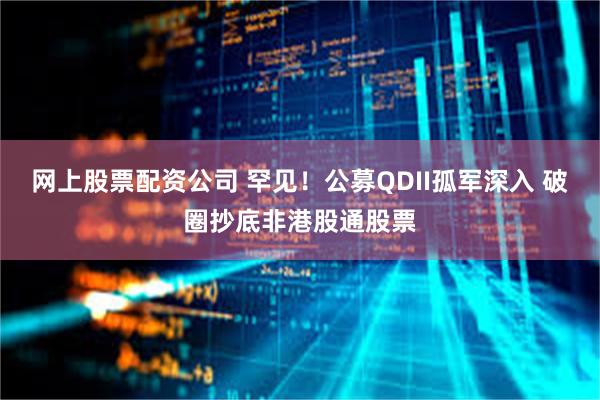 网上股票配资公司 罕见！公募QDII孤军深入 破圈抄底非港股通股票