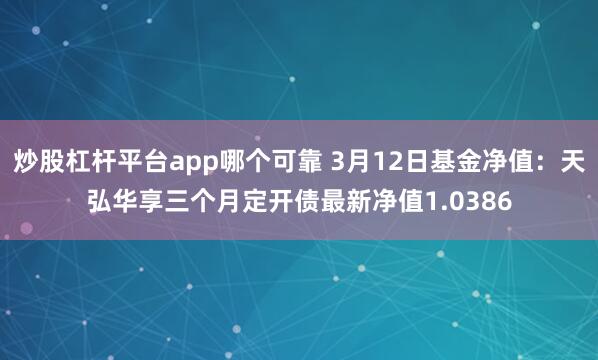 炒股杠杆平台app哪个可靠 3月12日基金净值：天弘华享三个月定开债最新净值1.0386