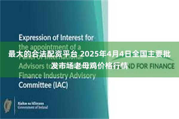 最大的合法配资平台 2025年4月4日全国主要批发市场老母鸡价格行情