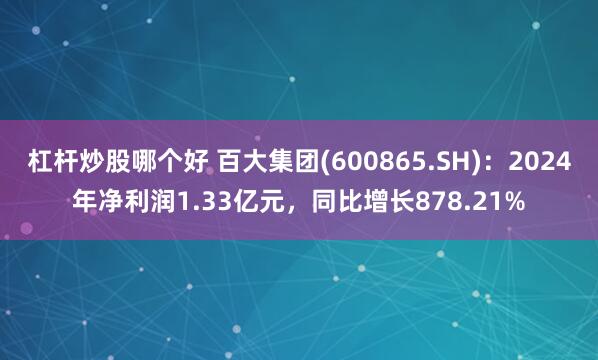 杠杆炒股哪个好 百大集团(600865.SH)：2024年净利润1.33亿元，同比增长878.21%