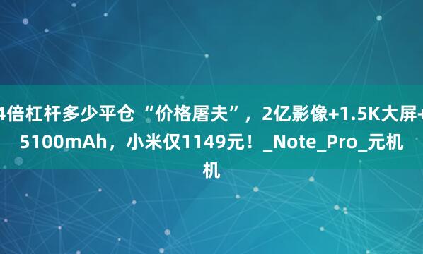 4倍杠杆多少平仓 “价格屠夫”，2亿影像+1.5K大屏+5100mAh，小米仅1149元！_Note_Pro_元机